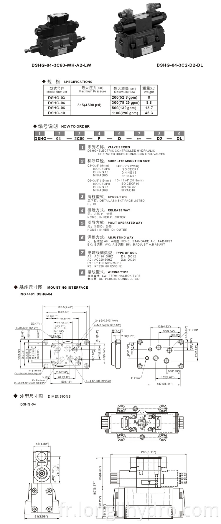 DSHG 04 Yuken Pilot Operated Directional Valves